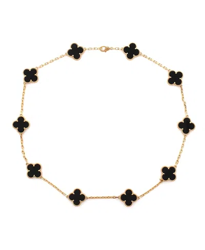 Pre-owned Pre-owned Van Cleef & Arpels  Van Cleef & Arpels Vintage Alhambra 10 Motifs Necklace 18k Gold And Onyx