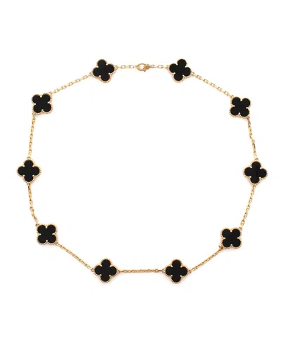 Pre-owned Pre-owned Van Cleef & Arpels  Van Cleef & Arpels Vintage Alhambra 10 Motifs Necklace 18k Gold And Onyx, 17"