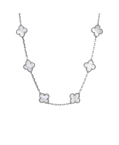 Pre-owned Pre-owned Van Cleef & Arpels  Van Cleef & Arpels Vintage Alhambra 10 Motifs Necklace 18k White Gold And Chalcedony, 16.7