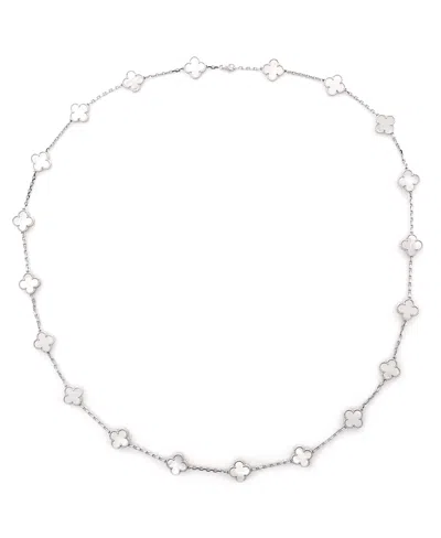 Pre-owned Pre-owned Van Cleef & Arpels  Van Cleef & Arpels Vintage Alhambra 20 Motifs Necklace 18k White Gold And Mother Of Pearl,