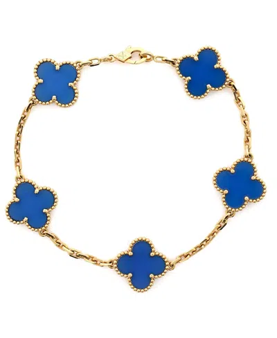 Pre-owned Pre-owned Van Cleef & Arpels  Van Cleef & Arpels Vintage Alhambra 5 Motifs Bracelet 18k Gold And Agate
