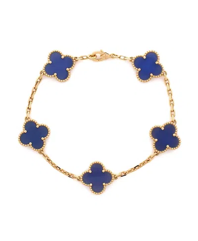 Pre-owned Pre-owned Van Cleef & Arpels  Van Cleef & Arpels Vintage Alhambra 5 Motifs Bracelet 18k Gold And Agate In Yellow