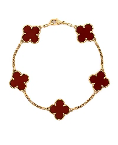 Pre-owned Pre-owned Van Cleef & Arpels  Van Cleef & Arpels Vintage Alhambra 5 Motifs Bracelet 18k Gold And Carnelian