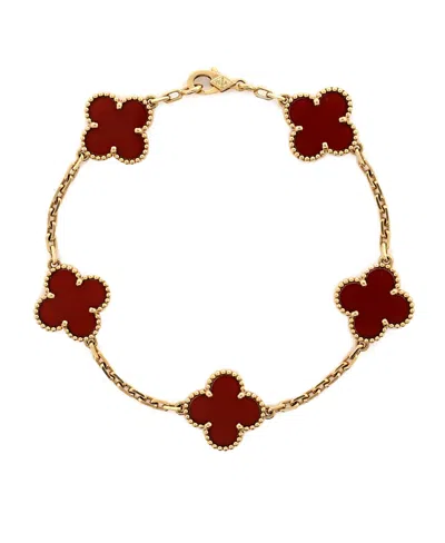 Pre-owned Pre-owned Van Cleef & Arpels  Van Cleef & Arpels Vintage Alhambra 5 Motifs Bracelet 18k Gold And Carnelian