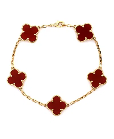 Pre-owned Pre-owned Van Cleef & Arpels  Van Cleef & Arpels Vintage Alhambra 5 Motifs Bracelet 18k Gold And Carnelian