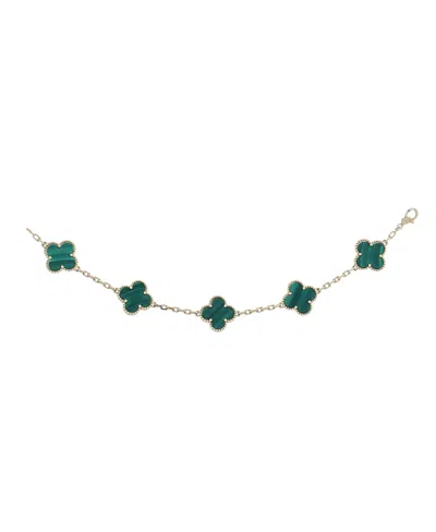 Pre-owned Pre-owned Van Cleef & Arpels  Van Cleef & Arpels Vintage Alhambra 5 Motifs Bracelet 18k Gold And Malachite