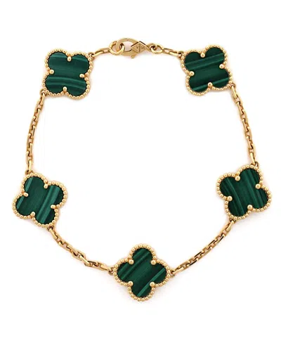 Pre-owned Pre-owned Van Cleef & Arpels  Van Cleef & Arpels Vintage Alhambra 5 Motifs Bracelet 18k Gold And Malachite
