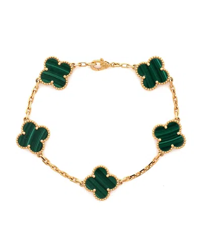 Pre-owned Pre-owned Van Cleef & Arpels  Van Cleef & Arpels Vintage Alhambra 5 Motifs Bracelet 18k Gold And Malachite In Yellow