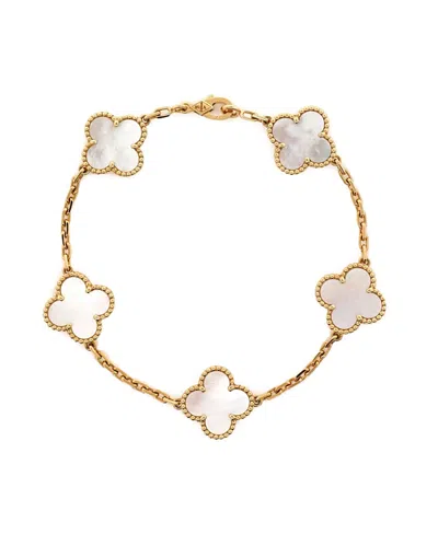 Pre-owned Pre-owned Van Cleef & Arpels  Van Cleef & Arpels Vintage Alhambra 5 Motifs Bracelet 18k Gold And Mother Of Pearl