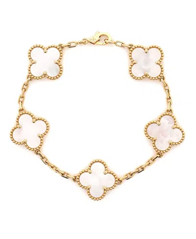 Pre-owned Pre-owned Van Cleef & Arpels  Van Cleef & Arpels Vintage Alhambra 5 Motifs Bracelet 18k Gold And Mother Of Pearl