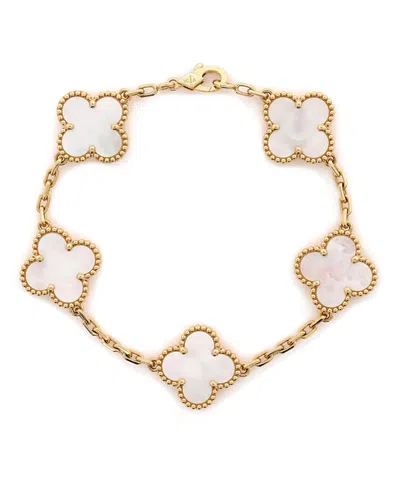 Pre-owned Pre-owned Van Cleef & Arpels  Van Cleef & Arpels Vintage Alhambra 5 Motifs Bracelet 18k Gold And Mother Of Pearl