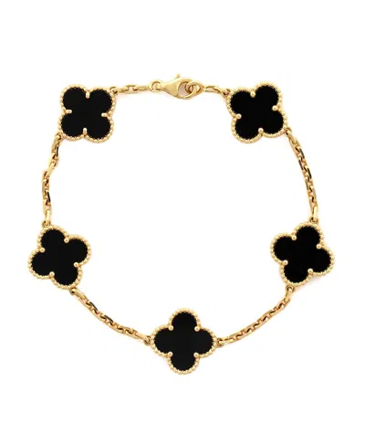Pre-owned Pre-owned Van Cleef & Arpels  Van Cleef & Arpels Vintage Alhambra 5 Motifs Bracelet 18k Gold And Onyx