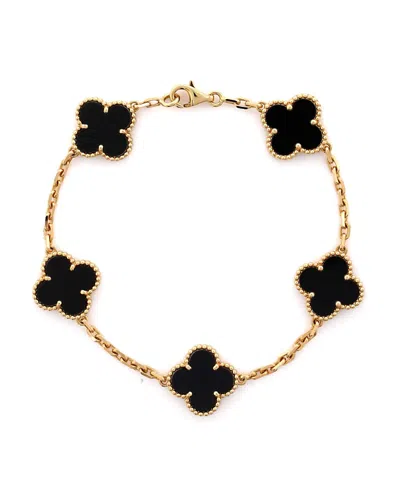 Pre-owned Pre-owned Van Cleef & Arpels  Van Cleef & Arpels Vintage Alhambra 5 Motifs Bracelet 18k Gold And Onyx