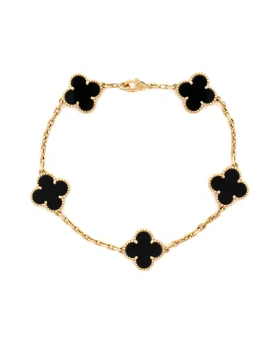 Pre-owned Pre-owned Van Cleef & Arpels  Van Cleef & Arpels Vintage Alhambra 5 Motifs Bracelet 18k Gold And Onyx