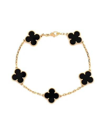 Pre-owned Pre-owned Van Cleef & Arpels  Van Cleef & Arpels Vintage Alhambra 5 Motifs Bracelet 18k Gold And Onyx