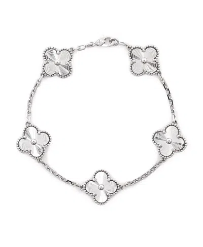 Pre-owned Pre-owned Van Cleef & Arpels  Van Cleef & Arpels Vintage Alhambra 5 Motifs Bracelet Guilloche 18k White Gold