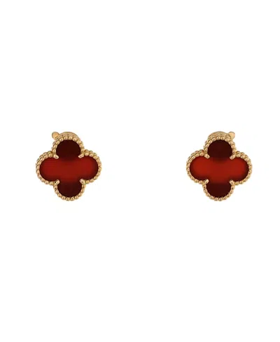 Pre-owned Pre-owned Van Cleef & Arpels  Van Cleef & Arpels Vintage Alhambra Earrings 18k Gold And Carnelian