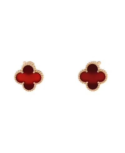 Pre-owned Pre-owned Van Cleef & Arpels  Van Cleef & Arpels Vintage Alhambra Earrings 18k Gold And Carnelian
