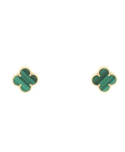 Pre-owned Pre-owned Van Cleef & Arpels  Van Cleef & Arpels Vintage Alhambra Earrings 18k Gold And Malachite