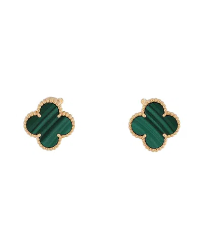 Pre-owned Pre-owned Van Cleef & Arpels  Van Cleef & Arpels Vintage Alhambra Earrings 18k Gold And Malachite
