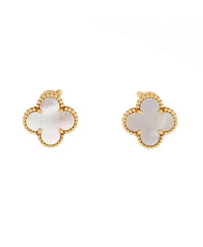 Pre-owned Pre-owned Van Cleef & Arpels  Van Cleef & Arpels Vintage Alhambra Earrings 18k Gold And Mother Of Pearl