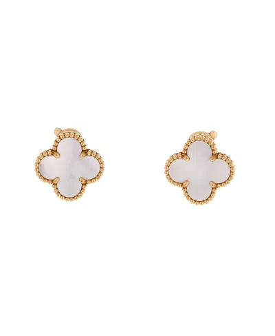 Pre-owned Pre-owned Van Cleef & Arpels  Van Cleef & Arpels Vintage Alhambra Earrings 18k Gold And Mother Of Pearl In Yellow