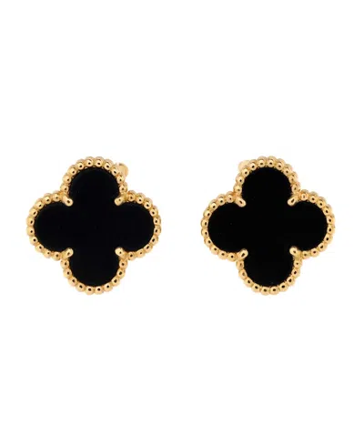 Pre-owned Pre-owned Van Cleef & Arpels  Van Cleef & Arpels Vintage Alhambra Earrings 18k Gold And Onyx