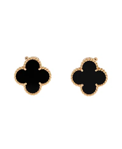 Pre-owned Pre-owned Van Cleef & Arpels  Van Cleef & Arpels Vintage Alhambra Earrings 18k Gold And Onyx