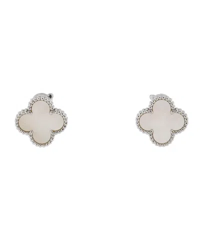 Pre-owned Pre-owned Van Cleef & Arpels  Van Cleef & Arpels Vintage Alhambra Earrings 18k White Gold And Mother Of Pearl