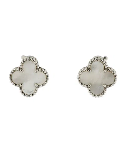 Pre-owned Pre-owned Van Cleef & Arpels  Van Cleef & Arpels Vintage Alhambra Earrings 18k White Gold And Mother Of Pearl