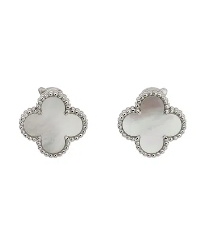 Pre-owned Pre-owned Van Cleef & Arpels  Van Cleef & Arpels Vintage Alhambra Earrings 18k White Gold And Mother Of Pearl