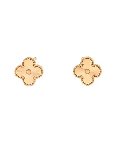Pre-owned Pre-owned Van Cleef & Arpels  Van Cleef & Arpels Vintage Alhambra Earrings Guilloche 18k Gold