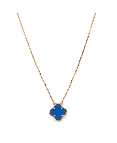 Pre-owned Pre-owned Van Cleef & Arpels  Van Cleef & Arpels Vintage Alhambra Pendant Necklace 18k Gold And Agate, 14.75 - 16.5