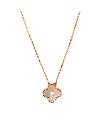 Pre-owned Pre-owned Van Cleef & Arpels  Van Cleef & Arpels Vintage Alhambra Pendant Necklace 18k Gold And Gold Mother Of Pearl Wit