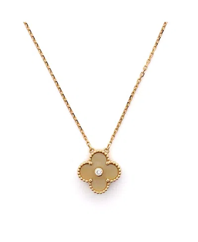 Pre-owned Pre-owned Van Cleef & Arpels  Van Cleef & Arpels Vintage Alhambra Pendant Necklace 18k Gold And Gold Mother Of Pearl Wit