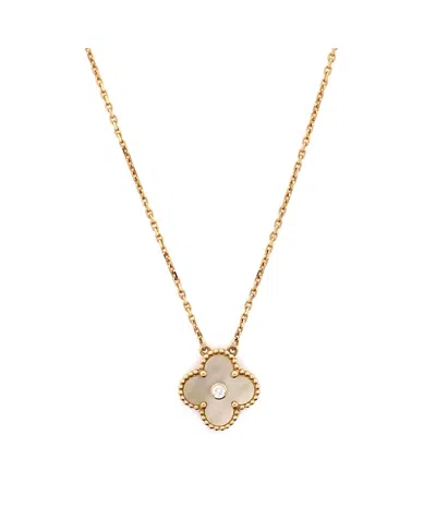 Pre-owned Pre-owned Van Cleef & Arpels  Van Cleef & Arpels Vintage Alhambra Pendant Necklace 18k Gold And Gold Mother Of Pearl Wit