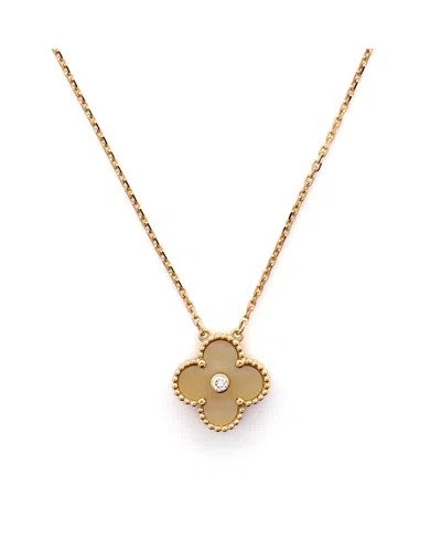 Pre-owned Pre-owned Van Cleef & Arpels  Van Cleef & Arpels Vintage Alhambra Pendant Necklace 18k Gold And Gold Mother Of Pearl Wit