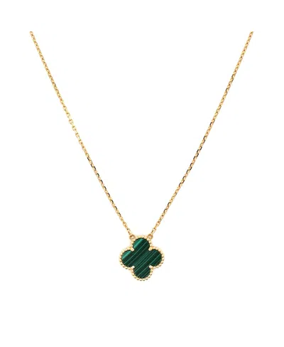 Pre-owned Pre-owned Van Cleef & Arpels  Van Cleef & Arpels Vintage Alhambra Pendant Necklace 18k Gold And Malachite
