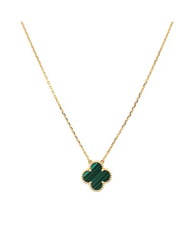 Pre-owned Pre-owned Van Cleef & Arpels  Van Cleef & Arpels Vintage Alhambra Pendant Necklace 18k Gold And Malachite