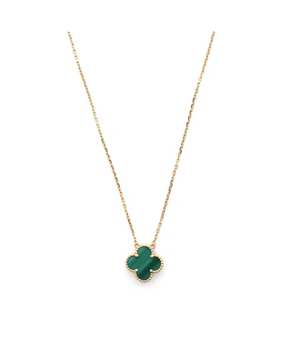 Pre-owned Pre-owned Van Cleef & Arpels  Van Cleef & Arpels Vintage Alhambra Pendant Necklace 18k Gold And Malachite, 15.75 - 17.5"