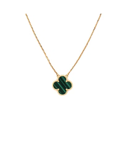 Pre-owned Pre-owned Van Cleef & Arpels  Van Cleef & Arpels Vintage Alhambra Pendant Necklace 18k Gold And Malachite, 16.25"