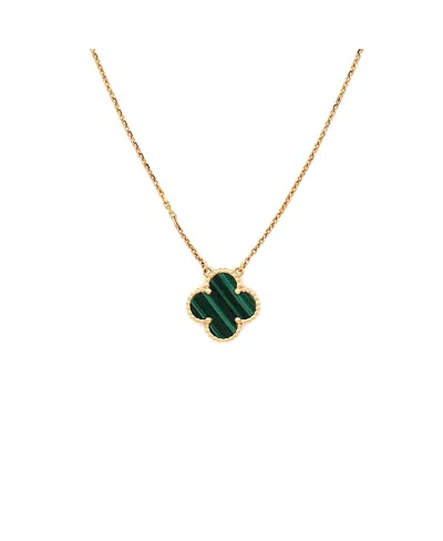 Pre-owned Pre-owned Van Cleef & Arpels  Van Cleef & Arpels Vintage Alhambra Pendant Necklace 18k Gold And Malachite, 16.25"