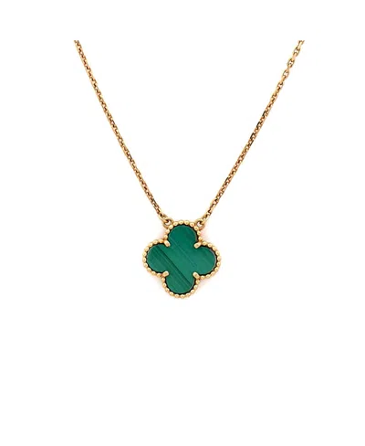 Pre-owned Pre-owned Van Cleef & Arpels  Van Cleef & Arpels Vintage Alhambra Pendant Necklace 18k Gold And Malachite, 16.25" In Yellow
