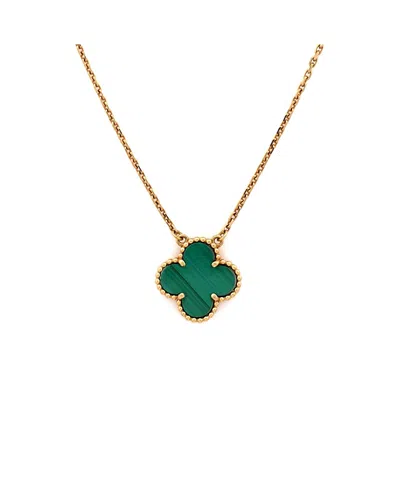 Pre-owned Pre-owned Van Cleef & Arpels  Van Cleef & Arpels Vintage Alhambra Pendant Necklace 18k Gold And Malachite, 16.25" In Yellow