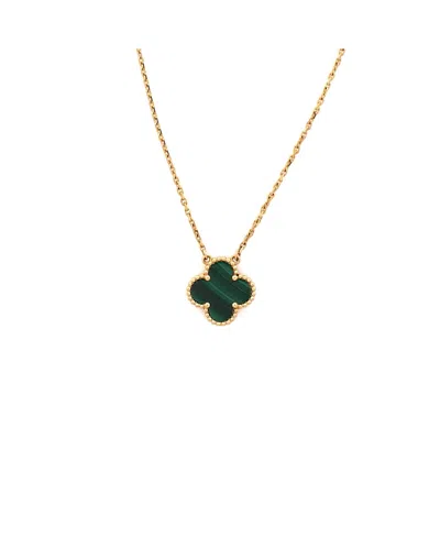 Pre-owned Pre-owned Van Cleef & Arpels  Van Cleef & Arpels Vintage Alhambra Pendant Necklace 18k Gold And Malachite, 16.5"