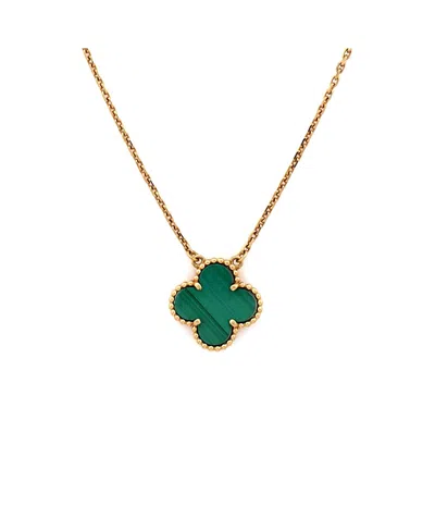 Pre-owned Pre-owned Van Cleef & Arpels  Van Cleef & Arpels Vintage Alhambra Pendant Necklace 18k Gold And Malachite, 16.75"