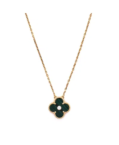 Pre-owned Pre-owned Van Cleef & Arpels  Van Cleef & Arpels Vintage Alhambra Pendant Necklace 18k Gold And Malachite With Diamond