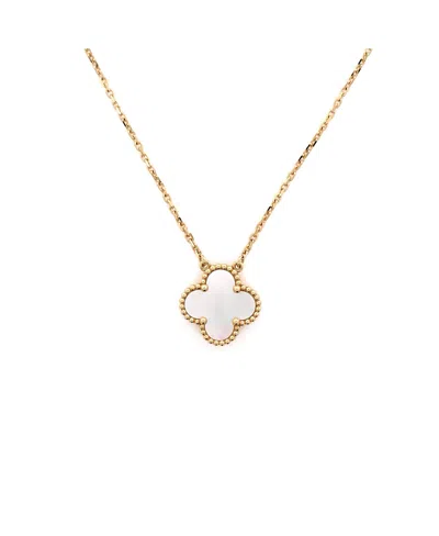 Pre-owned Pre-owned Van Cleef & Arpels  Van Cleef & Arpels Vintage Alhambra Pendant Necklace 18k Gold And Mother Of Pearl, 14.5 - 