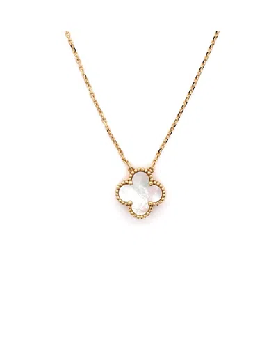 Pre-owned Pre-owned Van Cleef & Arpels  Van Cleef & Arpels Vintage Alhambra Pendant Necklace 18k Gold And Mother Of Pearl 16.25"