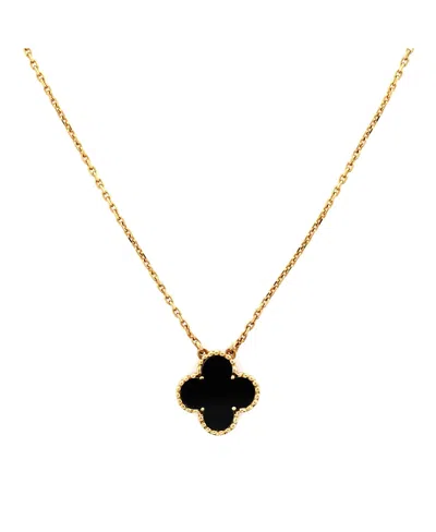 Pre-owned Pre-owned Van Cleef & Arpels  Van Cleef & Arpels Vintage Alhambra Pendant Necklace 18k Gold And Onyx